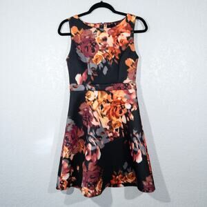 Cynthia‎ Rowley Red Floral Scuba A-Line Dress Size 2